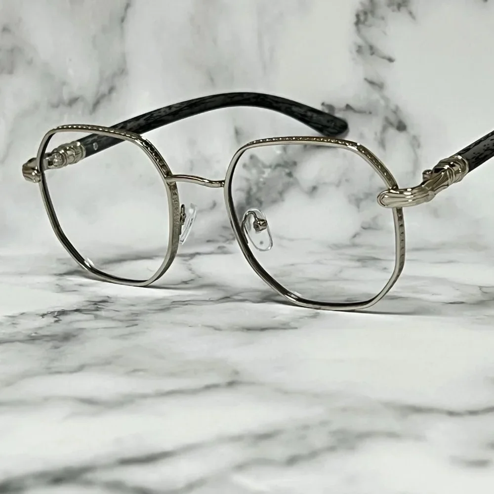 Eye Glasses Round Clear Lens Hip Hop Style Flat Lens Silver Metal Buff Retro‎
